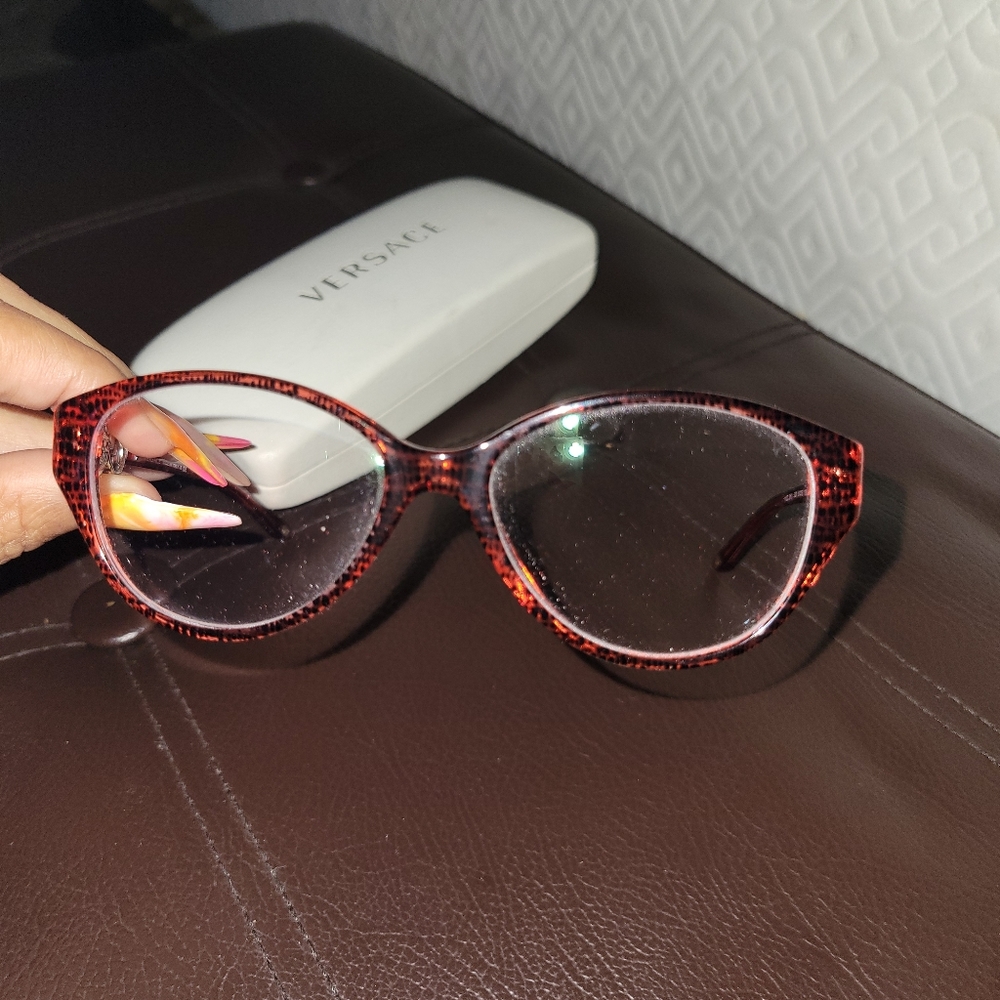 Versace Eyeglasses Red w Silver Accents
